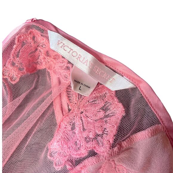 Vintage Victorias Secret Chemise Lingerie Negligee Floral Lace Embroidery Large - Picture 6 of 8